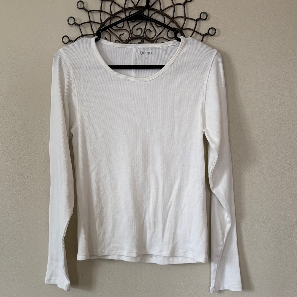 Quince White Long Sleeve Crewneck Tee